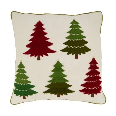 Saro Christmas Tree Embroidered Pillow, Cover Only In Pillow Cover Only - No Insert