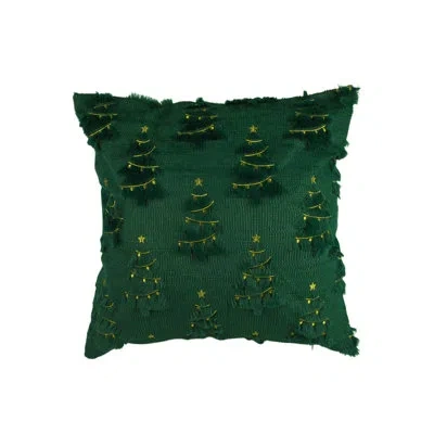 Saro Christmas Tree Throw Pillow Cover - Textured Holiday Throw Pillow Cover For Christmas Decor, Seasona In Green