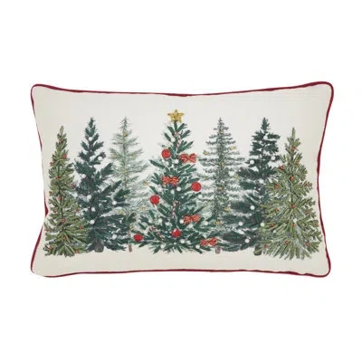 Saro Christmas Trees Filled Throw Pillow In Pillow Cover Only - No Insert