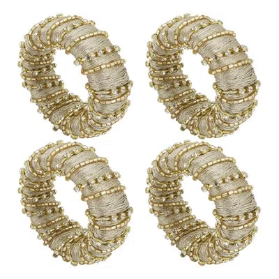 Saro Classic Charm Beaded Napkin Ring (set Of 4) In Gold