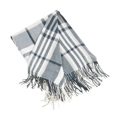 Saro Classic Plaid Design Throw In Gray