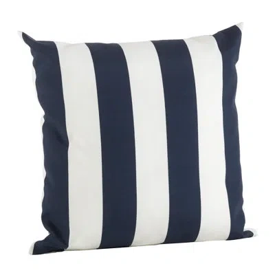 Saro Classic Stripe Indoor/outdoor Striped Throw Pillow In Navy Blue