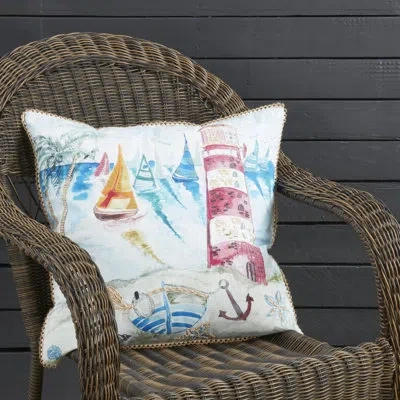 Saro Coastal Outdoor Lighthouse Pillow Cover In No Insert