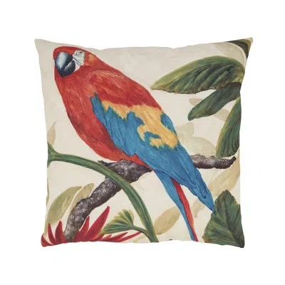 Saro Colorful Parrot Outdoor Pillow With Poly Fill In Multi