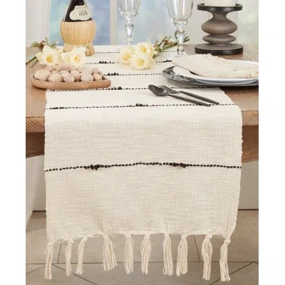 Saro Contemporary Classic Stripe Woven Table Runner In Natural