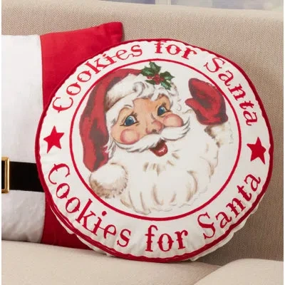 Saro Cookies For Santa Design Cookies For Santa Round Pillow Cover & Insert
