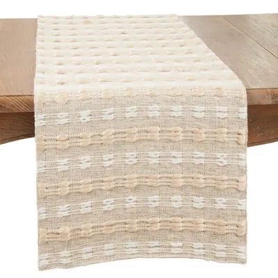 Saro Corinna Collection Woven Table Runner With Stripe Design In Natural