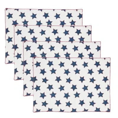 Saro Cotton Geometric Rectangular Placemat In Multi