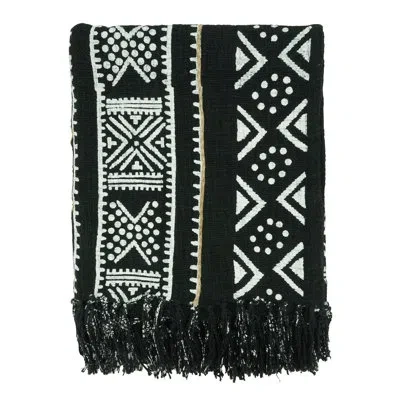 Saro Cotton Throw In Black;white