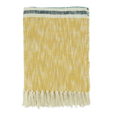 Saro Cotton Throw In Gray;yellow