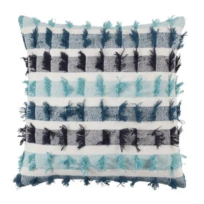 Saro Cotton Throw Pillow In Blue,pillow Cover Only - No Insert