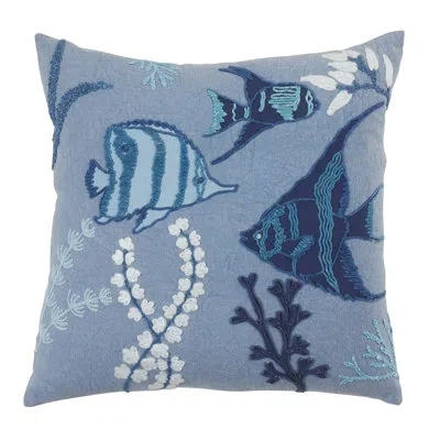 Saro Cotton Throw Pillow In Pillow Cover Only - No Insert