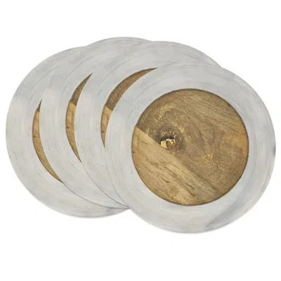 Saro Country Chic Wood Charger Plate (set Of 4) In Natural