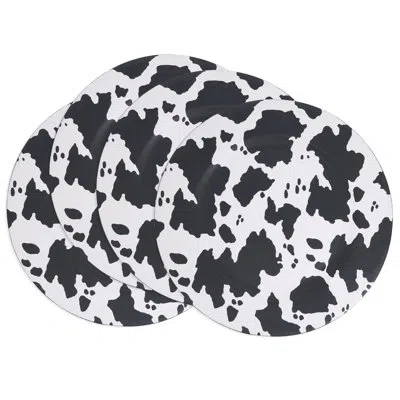 Saro Cow Spot Pattern Charger Plate (set Of 4) In Black