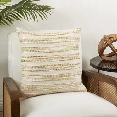 Saro Cozy Chic Striped Woven Throw Pillow Cover