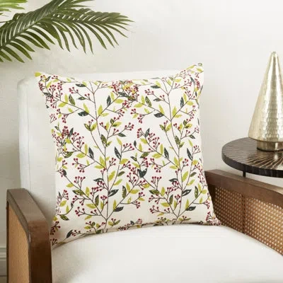 Saro Crimson Harvest Red Berry Poly Filled Throw Pillow