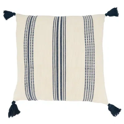 Saro Croetter Collection Striped Throw Pillow In Polyester,polyfill,navy Blue