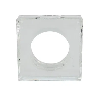 Saro Crystal Glass Double Edge Square Block Napkin Ring In Clear
