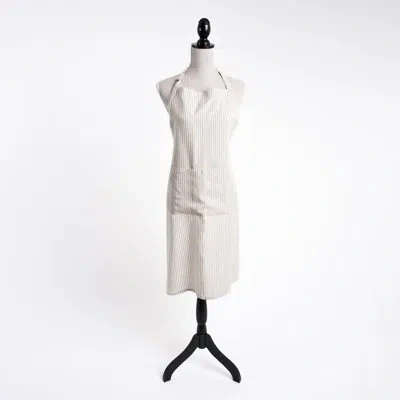 Saro Cuisine Linen Striped Kitchen Apron In Natural