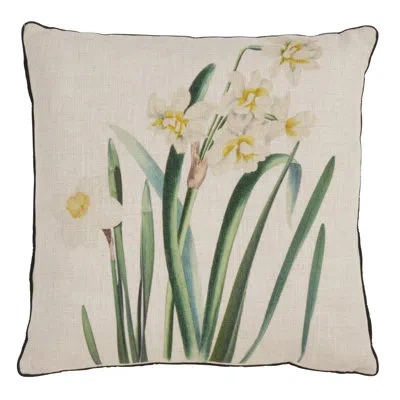 Saro Daffodil Design Floral Throw Pillow