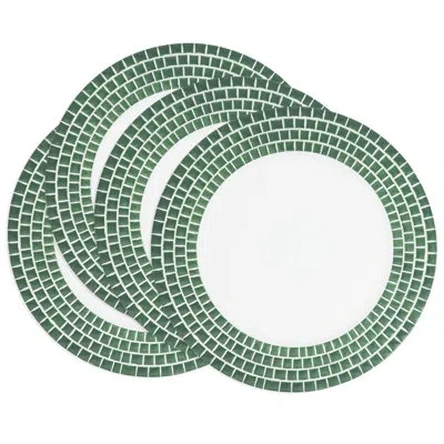 Saro Decorative Tile Edged Charger Plate (set Of 4) In Green