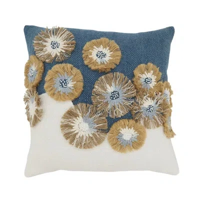 Saro Delicate Embroidered Floral Pillow Cover In No Insert