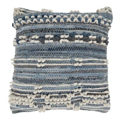 Saro Denim Chindi Collection Cotton Pillow Cover In Pillow Cover Only - No Insert