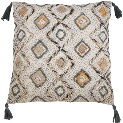 Saro Diamond Cotton Throw Pillow Cover & Insert In Feathers