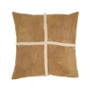 Saro Distinctive Patchwork Leather Pillow In No Insert,brown
