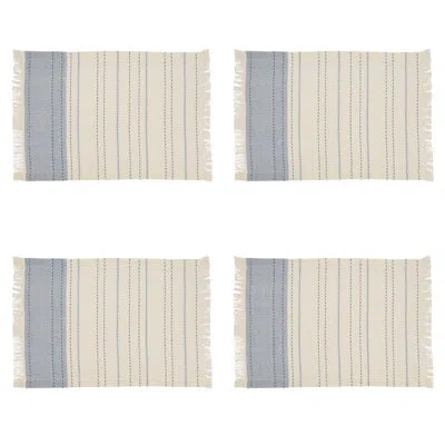 Saro Dobby 4 Piece Cotton Placemat Set In Blue