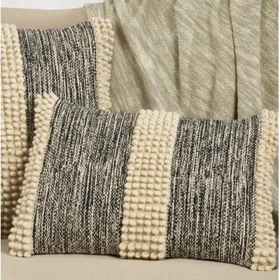 Saro Dottie Collection Banded Loop Pillow, Cover Only