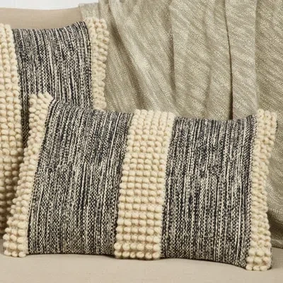 Saro Dottie Collection Lumbar Pillow Cover & Insert In Polyester,polyfill