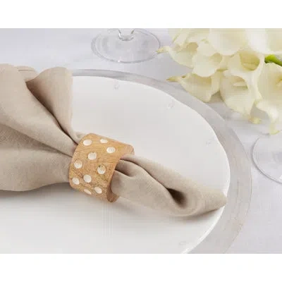 Saro Earthy Appeal Dot Wooden Napkin Ring (set Of 4) In Natural