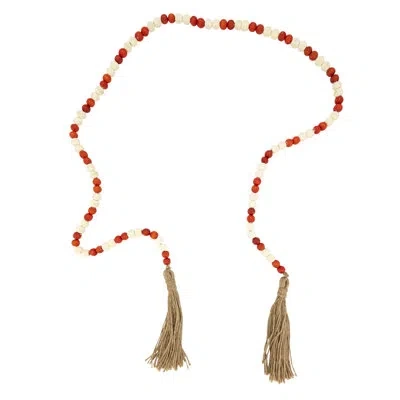 Saro Earthy Elegance Wood Beaded Garland In Orange