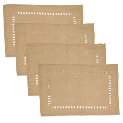 Saro Earthy Refinement Jute Hemstitch Placemat (set Of 4) 20b In Natural