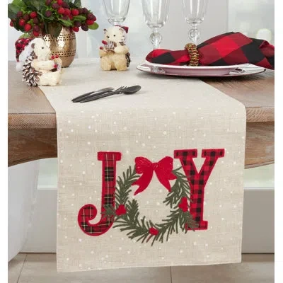 Saro Eider Christmas Table Runner In Natural