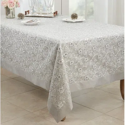 Saro Éloise Floral Tablecloth In Silver