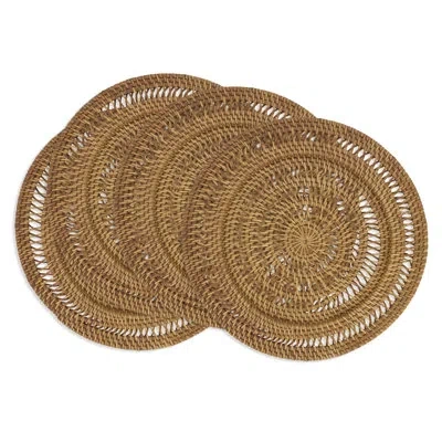 Saro Embroidered Border Table Napkins (set Of 4) In Gold