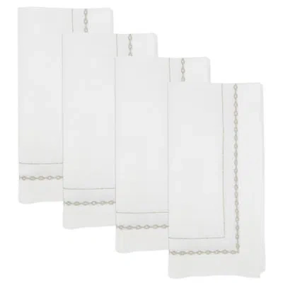 Saro Embroidered Edge Chain-link Napkin (set Of 4) In Gold
