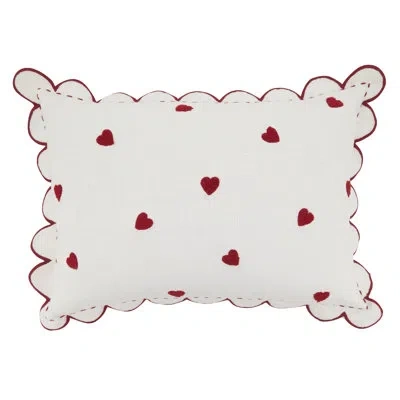 Saro Embroidered Heart Throw Pillow Cover - Valentine's Day Throw Pillow Cover With Scalloped Edge Trim F In Does Not Apply