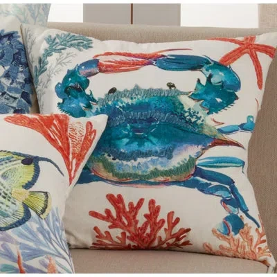 Saro Enchantment Cotton 20" Throw Pillow Cover In Multi