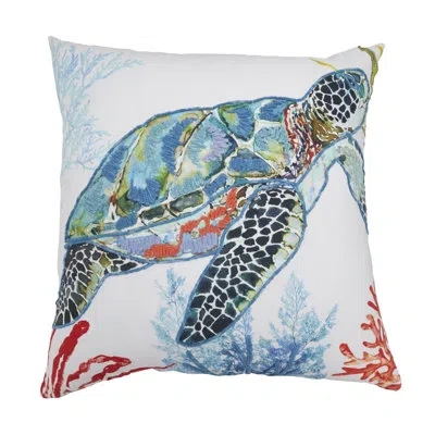 Saro Enchantment Cotton Throw Pillow In Blue