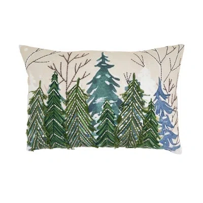Saro Evergreen Forest Throw Pillow Cover - Woodland Holiday Throw Pillow Cover For Christmas Decor, Winte In Does Not Apply