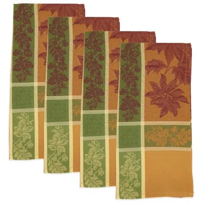 Saro Fall Foliage Jacquard Napkin (set Of 4) In Orange