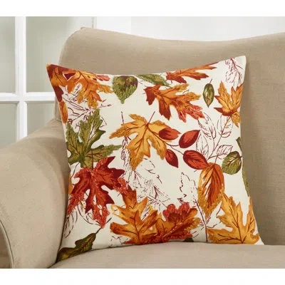 Saro Fall Leaf Cotton Throw Pillow Cover In Multi