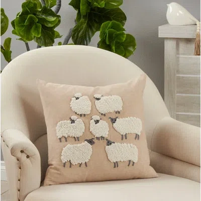 Saro Farmland Square Cotton Pillow Cover In Natural