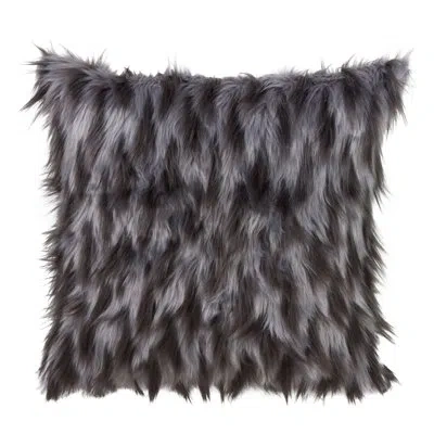 Saro Faux Fur Decorative Throw Pillow In Black