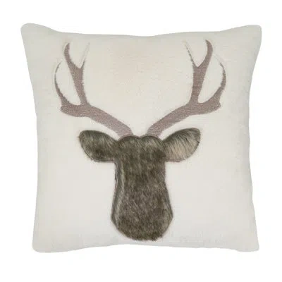 Saro Faux Fur Deer Throw Pillow Cover - Rustic Lodge Throw Pillow Cover For Holiday Decor, Cabin Styling  In Does Not Apply