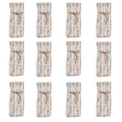 Saro Faux Fur With Brushed Metallic Foil Print Bottle Bag (set Of 12) In Gold