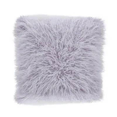 Saro Faux Mongolian Square Faux Fur Pillow Cover And Insert In Lavender